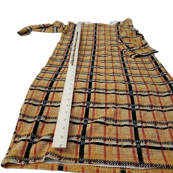 Zara Midi Dress Small Yellow Plaid Harvest 3/4 Sleeves Bloggers Favorite Boho - Picture 10 of 11